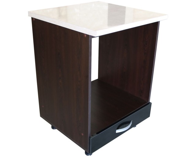 Corp pentru cuptor incorporabil cu sertar Zebra, wenge/Negru lucios, cu blat Travertin, 60 x 85 x 60 cm
